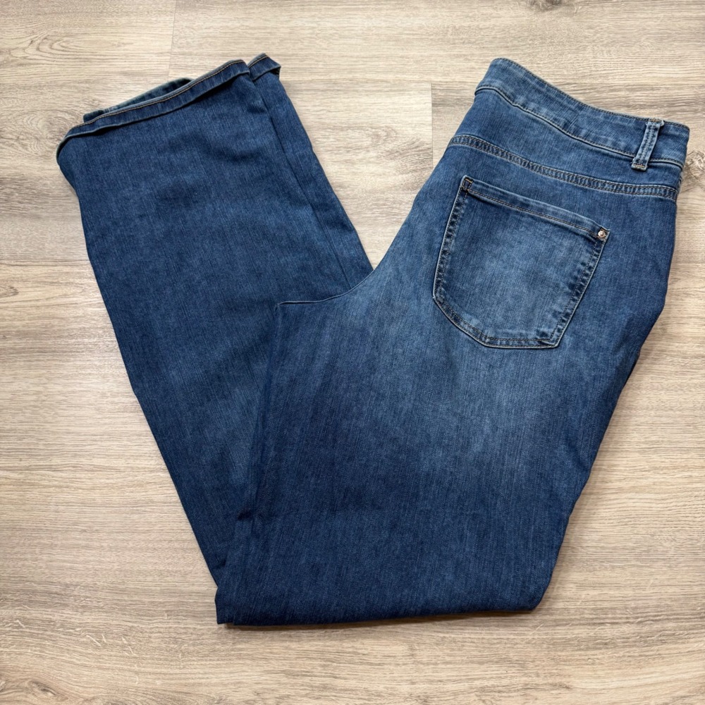 Everflex Womens High Rise Curvy Jeans Blue Medium Wash 18W X-Long Straight Leg